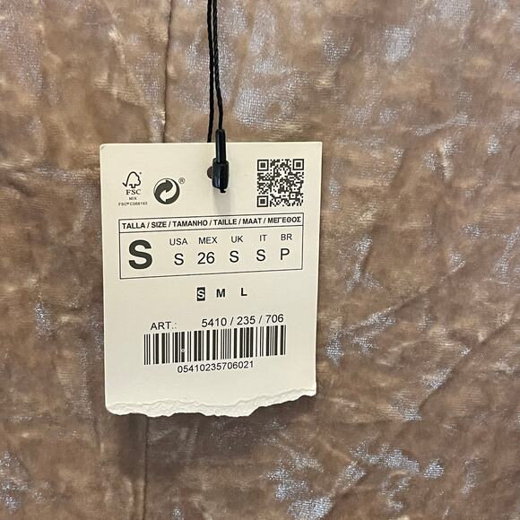 NWT Zara Crush Velvet Holiday Party Dress - Women Size S - Champagne Gold - Picture 5 of 6